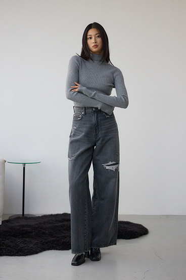 サムホールリブニットトップス 詳細画像