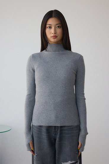 サムホールリブニットトップス 詳細画像