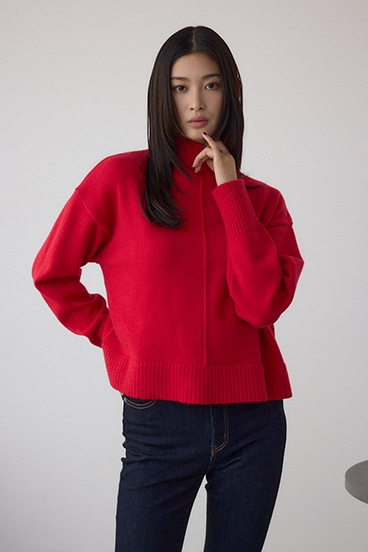 アソートカラーハイネックニットトップス 詳細画像