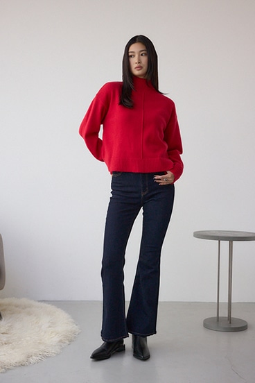 アソートカラーハイネックニットトップス 詳細画像