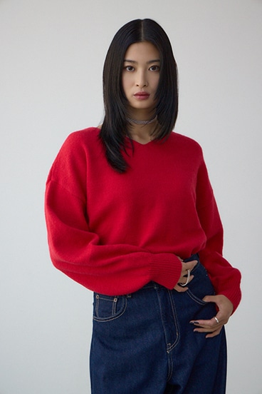 Vネックアソートカラーニットプルオーバー 詳細画像