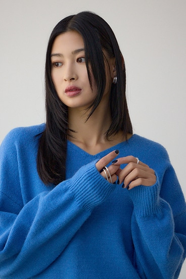 Vネックアソートカラーニットプルオーバー