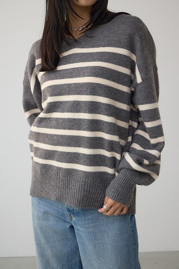 Vネックアソートカラーニットプルオーバー