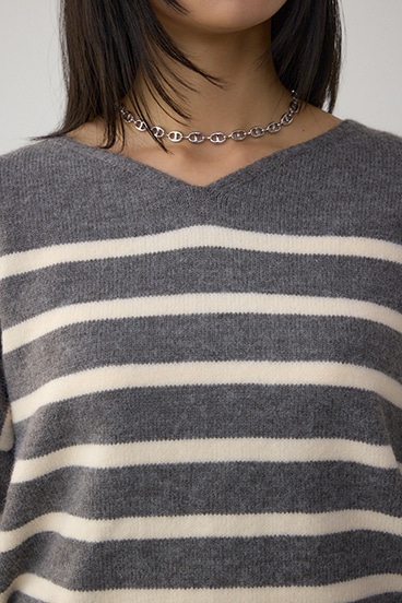 Vネックアソートカラーニットプルオーバー 詳細画像