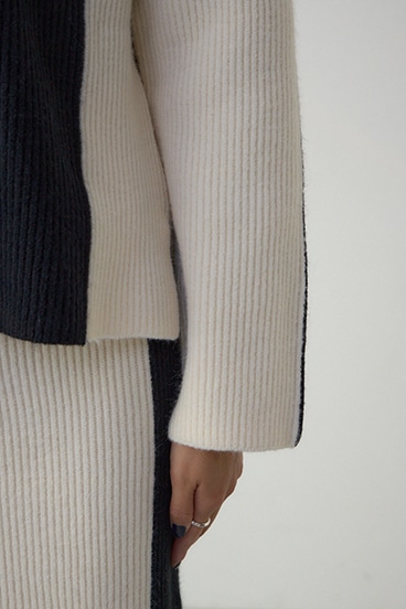 バイカラーハイネックニットトップス 詳細画像