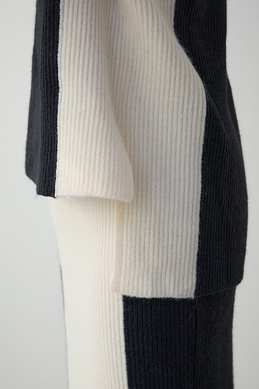 バイカラーハイネックニットトップス 詳細画像