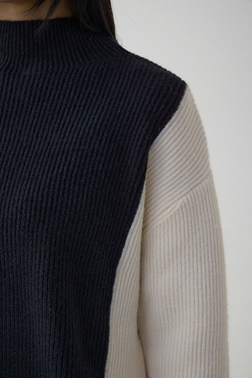 バイカラーハイネックニットトップス 詳細画像