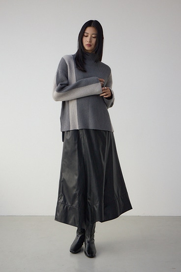 バイカラーハイネックニットトップス 詳細画像