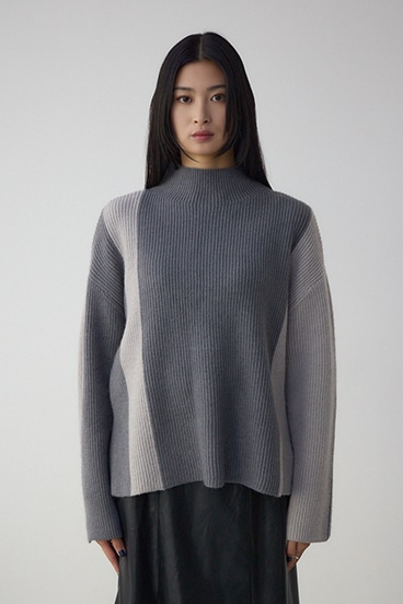 バイカラーハイネックニットトップス 詳細画像