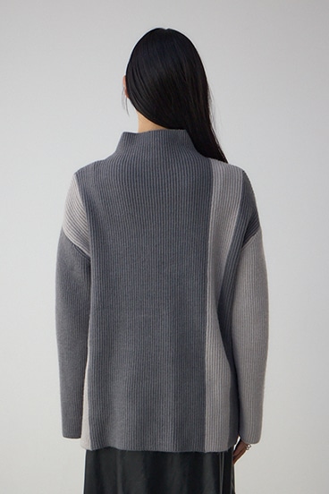 バイカラーハイネックニットトップス 詳細画像