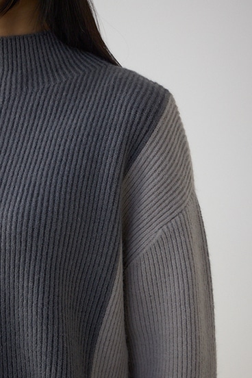 バイカラーハイネックニットトップス 詳細画像