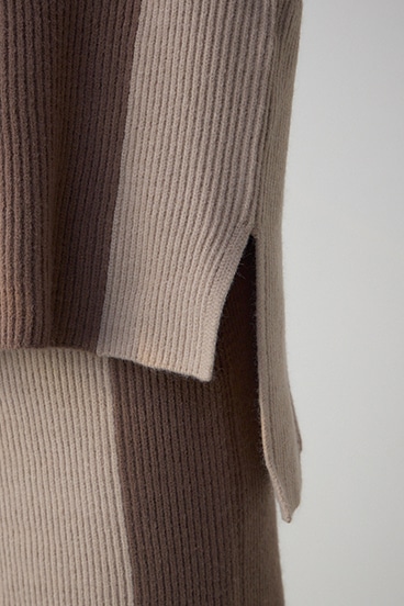 バイカラーハイネックニットトップス 詳細画像