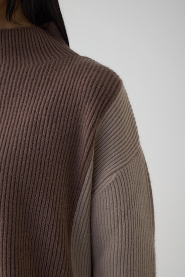 バイカラーハイネックニットトップス 詳細画像