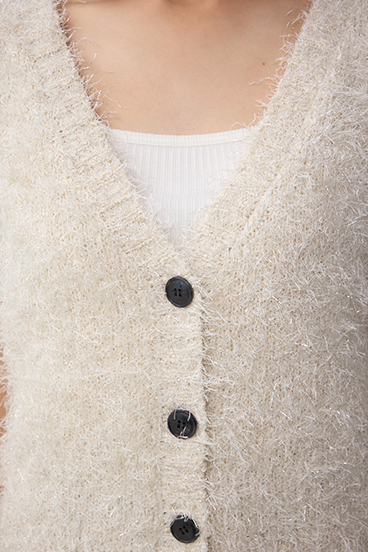 ラメフェザーVネックニットベスト 詳細画像