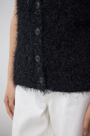 ラメフェザーVネックニットベスト 詳細画像