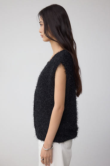 ラメフェザーVネックニットベスト 詳細画像