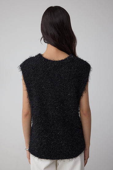 ラメフェザーVネックニットベスト 詳細画像