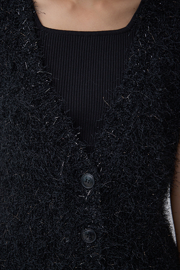 ラメフェザーVネックニットベスト 詳細画像