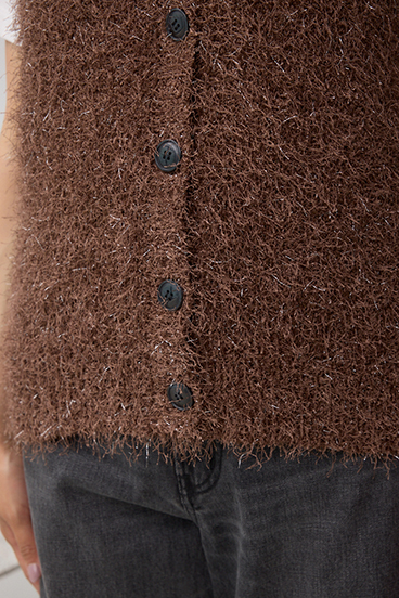 ラメフェザーVネックニットベスト 詳細画像