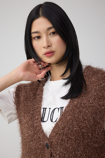 ラメフェザーVネックニットベスト