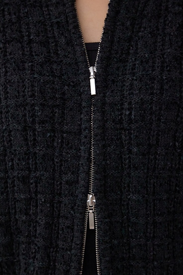 Wジップ5分袖ツイードニット 詳細画像