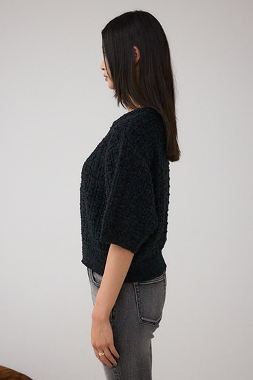 Wジップ5分袖ツイードニット 詳細画像