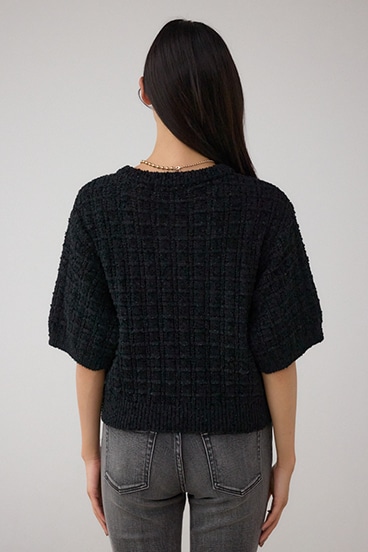 Wジップ5分袖ツイードニット 詳細画像