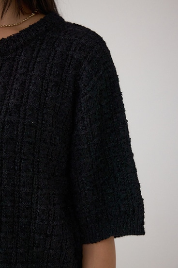 Wジップ5分袖ツイードニット 詳細画像