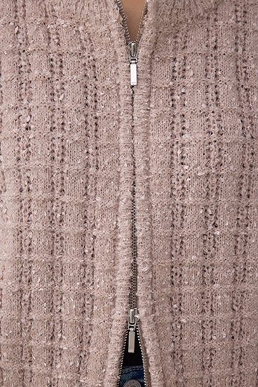 Wジップ5分袖ツイードニット 詳細画像