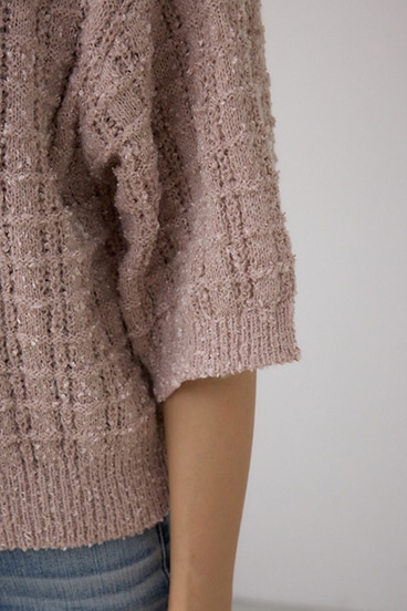 Wジップ5分袖ツイードニット 詳細画像