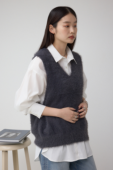 シャギーニットベスト 詳細画像