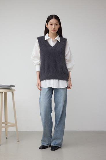 シャギーニットベスト 詳細画像