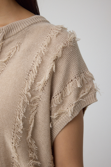 ラインフリンジニットトップス 詳細画像