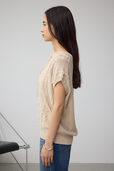 ラインフリンジニットトップス 詳細画像