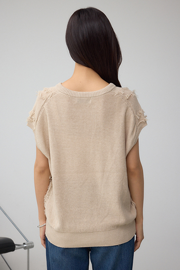 ラインフリンジニットトップス 詳細画像