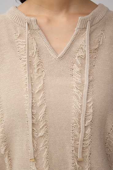 ラインフリンジニットトップス 詳細画像