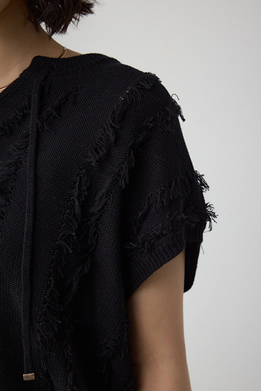 ラインフリンジニットトップス 詳細画像