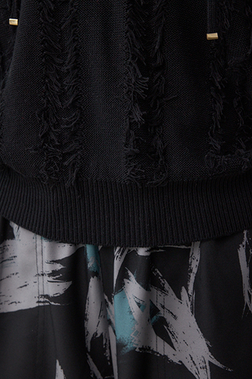 ラインフリンジニットトップス 詳細画像