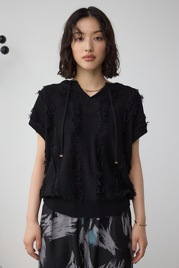 ラインフリンジニットトップス 詳細画像