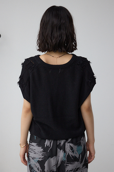 ラインフリンジニットトップス 詳細画像
