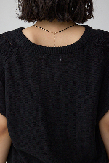 ラインフリンジニットトップス 詳細画像