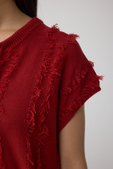 ラインフリンジニットトップス 詳細画像