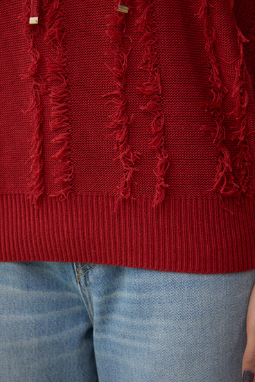 ラインフリンジニットトップス 詳細画像