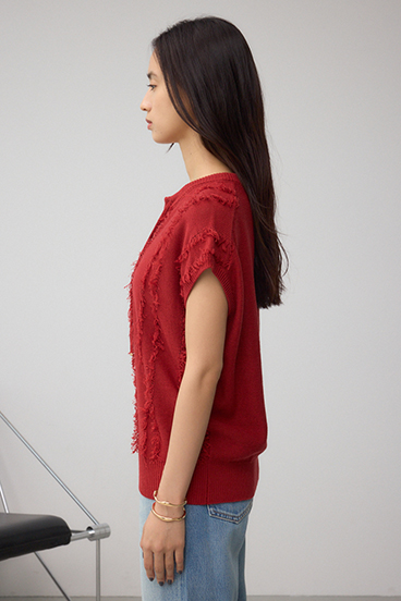 ラインフリンジニットトップス 詳細画像