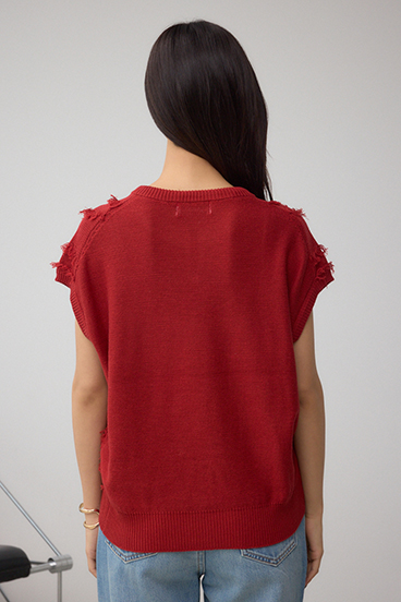 ラインフリンジニットトップス 詳細画像