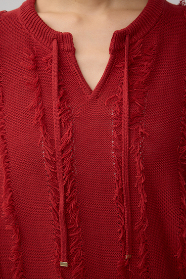 ラインフリンジニットトップス 詳細画像