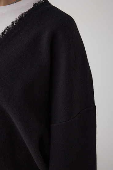 Vネックフリンジスウェッターニット 詳細画像