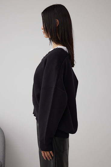 Vネックフリンジスウェッターニット 詳細画像