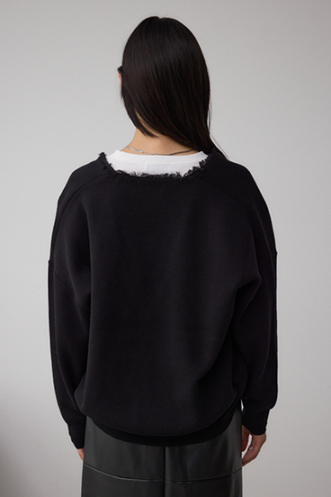 Vネックフリンジスウェッターニット 詳細画像