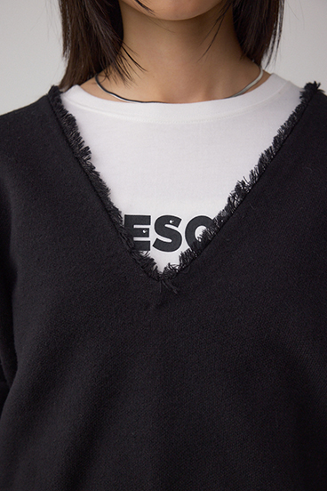 Vネックフリンジスウェッターニット 詳細画像